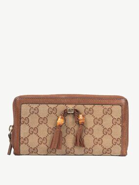 Gucci Beige GG Canvas Bamboo-Bow Wallet
